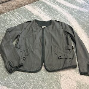 Novelty Army Green Jacket w/Contrast Crocheted Back